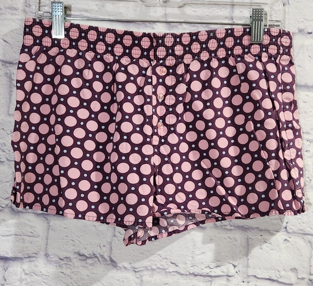 Gap Body Burgundy Mauve Polka Dot Sleep Shorts Small Lightweight Soft Stretch